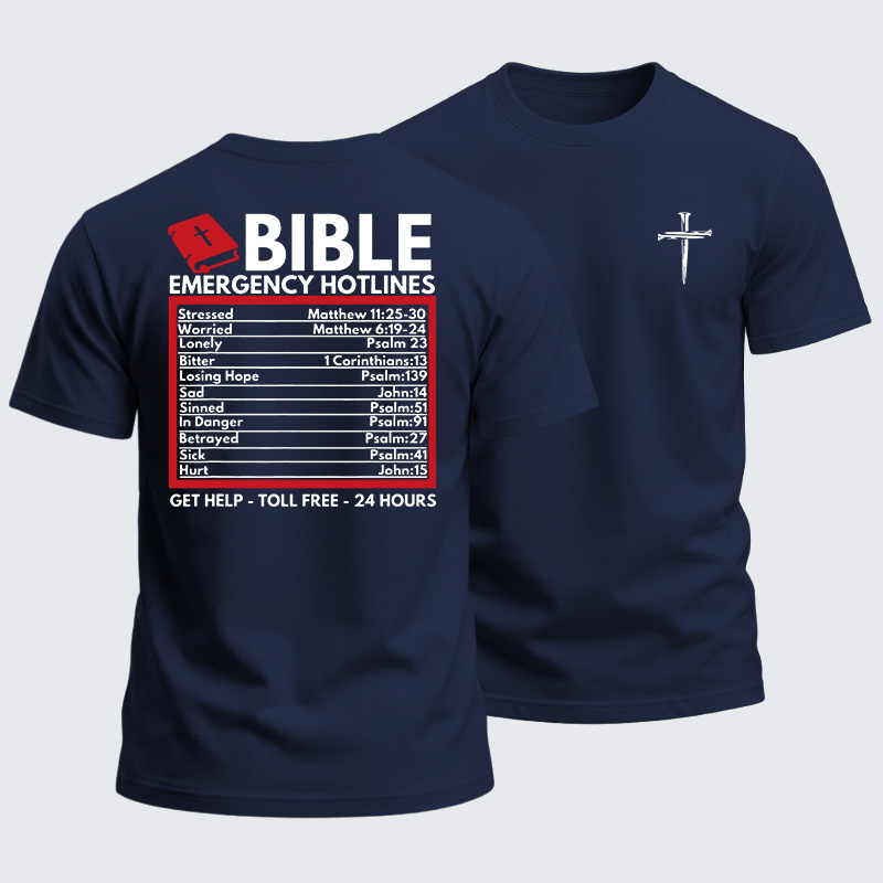 Heavyweight Cotton Tee - Bible Emergency Numbers