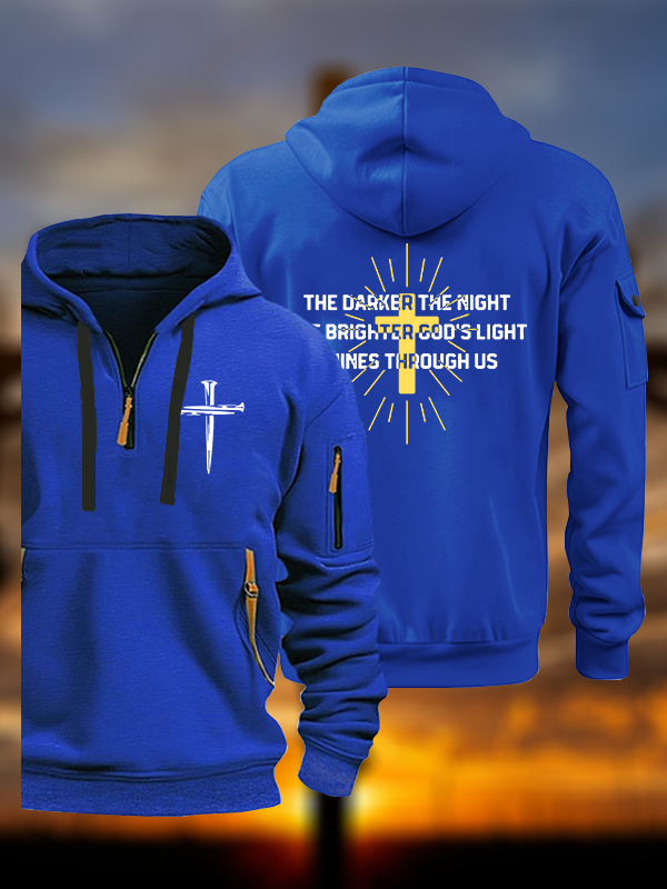 The Darker The Night The Brighter God's Light Shines Through Us Jesus God Christian Zipper Hoodies