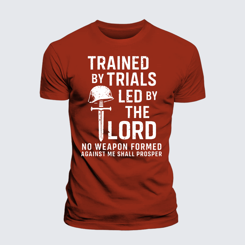 Trained By Trials Led By The Lord Jesus God Christian Premium Mercerized Cotton Tee