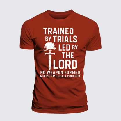 Trained By Trials Led By The Lord Jesus God Christian Premium Mercerized Cotton Tee