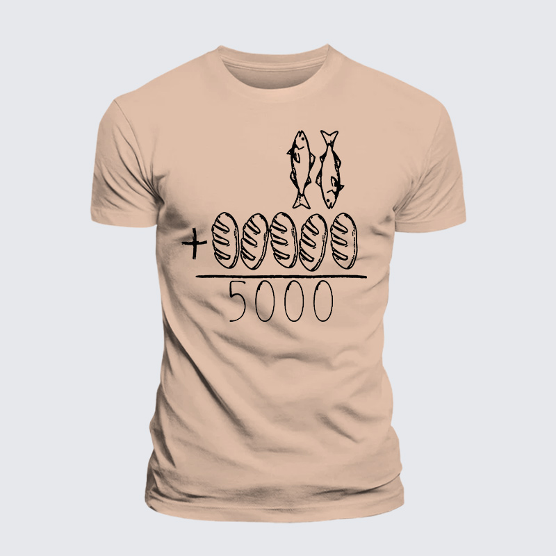 2 Fishes 5 Breads Jesus Feeds The 5000 Jesus God Christian Premium Mercerized Cotton Tee
