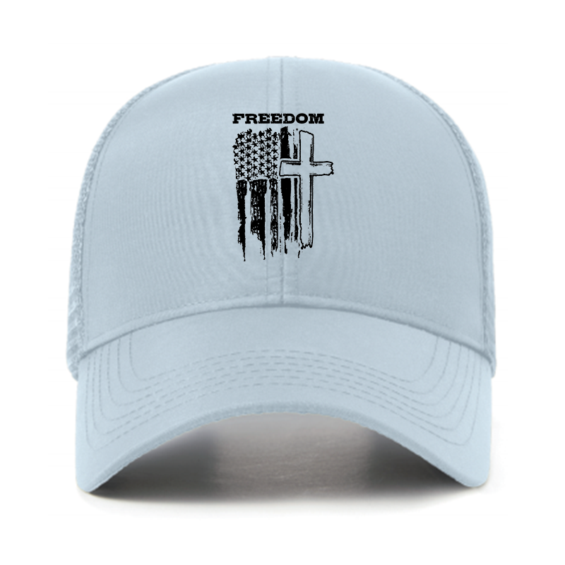 Freedom Cross Vertical Flag Jesus God Christian Hats