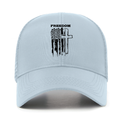 Freedom Cross Vertical Flag Jesus God Christian Hats