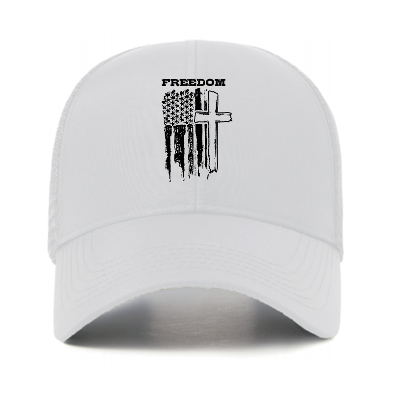 Freedom Cross Vertical Flag Jesus God Christian Hats