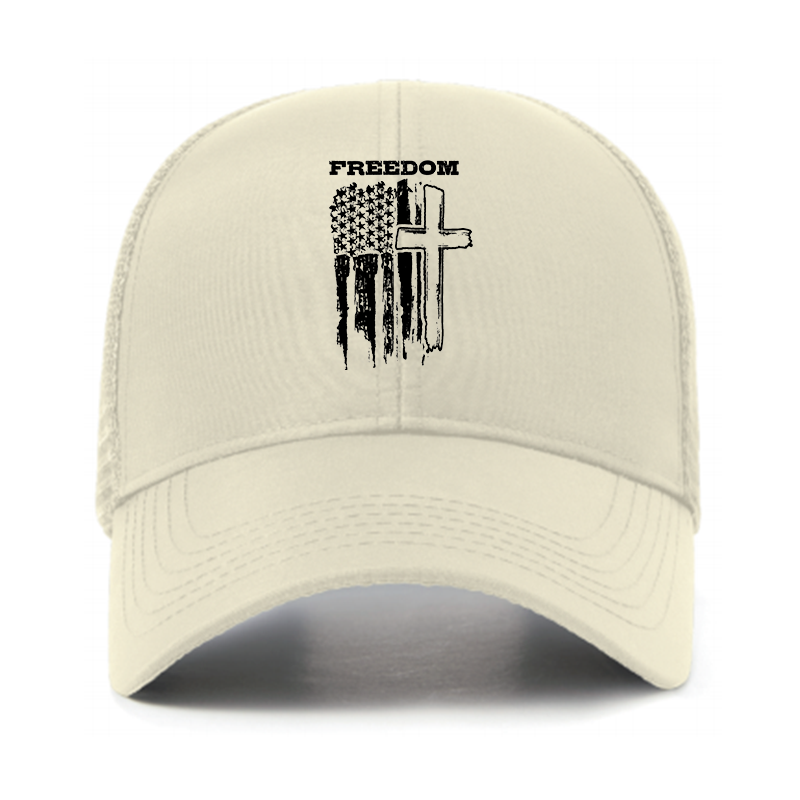 Freedom Cross Vertical Flag Jesus God Christian Hats