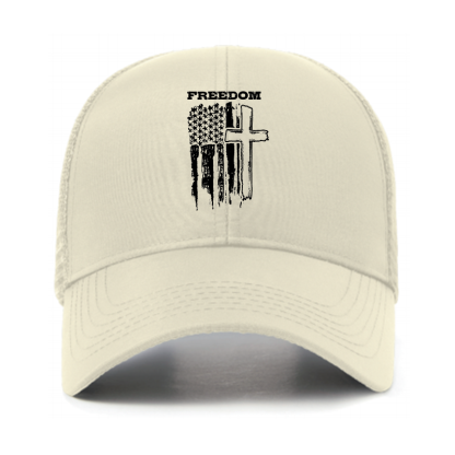 Freedom Cross Vertical Flag Jesus God Christian Hats