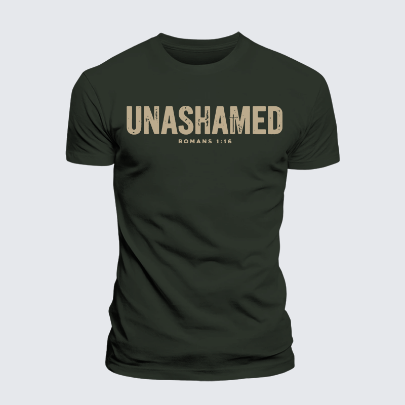 UNASHAMED Romans 1:16 Jesus God Christian Premium Mercerized Cotton Tee
