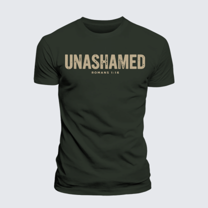 UNASHAMED Romans 1:16 Jesus God Christian Premium Mercerized Cotton Tee