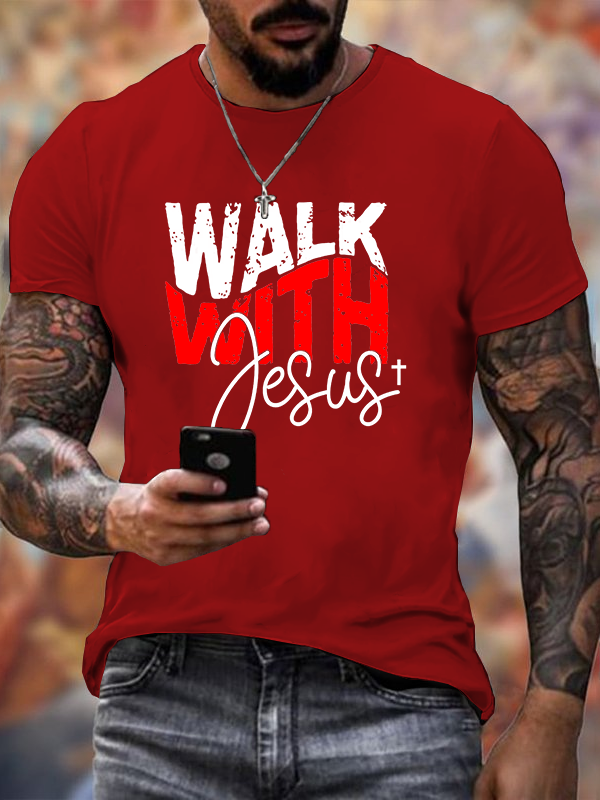 Walk With Jesus Jesus God Christian Cotton T-Shirt