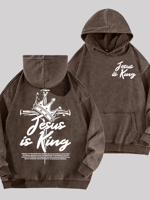 Jesus Is King Jesus God Christian Washed Hoodie