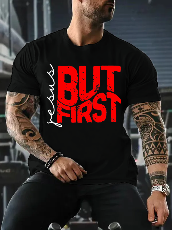 Man Of God Husband Dad Jesus God Christian Cotton T-Shirt