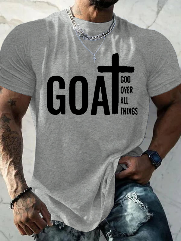 Goat God Over All Things Jesus God Christian Cotton T-Shirt