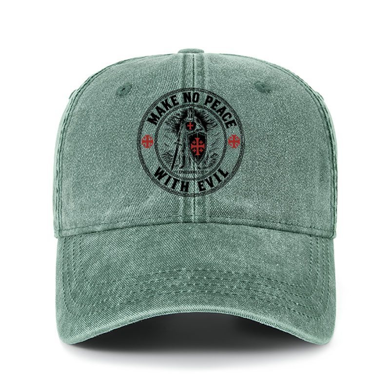 Heritage Washed Cap - Make No Peace with Evil Knight Templar Jerusalem Cross