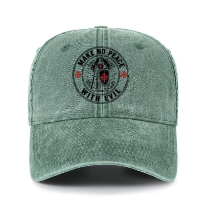 Heritage Washed Cap - Make No Peace with Evil Knight Templar Jerusalem Cross