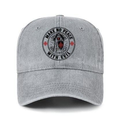 Heritage Washed Cap - Make No Peace with Evil Knight Templar Jerusalem Cross