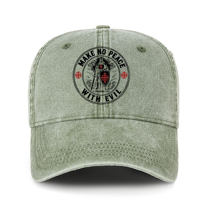 Heritage Washed Cap - Make No Peace with Evil Knight Templar Jerusalem Cross
