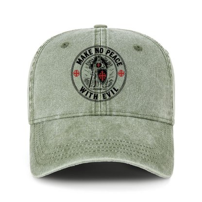 Heritage Washed Cap - Make No Peace with Evil Knight Templar Jerusalem Cross