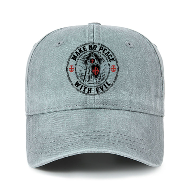 Heritage Washed Cap - Make No Peace with Evil Knight Templar Jerusalem Cross