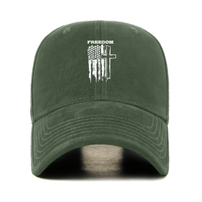 Freedom Cross Vertical Flag Christian Hats
