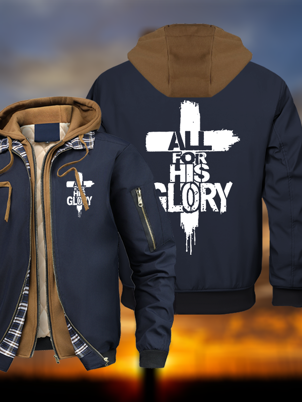 All For His Glory Warm Hooded Bomber Jacket