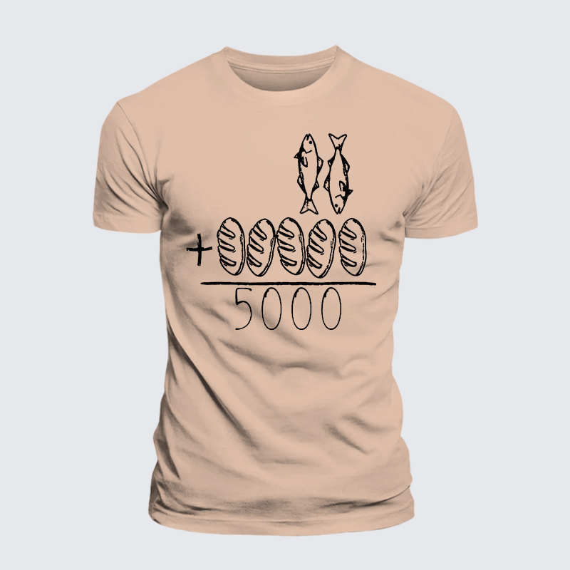 2 Fishes 5 Breads Jesus Feeds The 5000 Jesus God Christian Premium Mercerized Cotton Tee