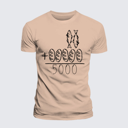 2 Fishes 5 Breads Jesus Feeds The 5000 Jesus God Christian Premium Mercerized Cotton Tee