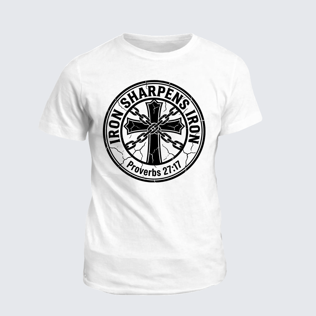 Iron Sharpens Iron - Proverbs 27:17 Jesus God Christian Cotton T-Shirt