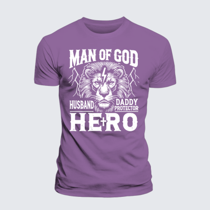 Man Of God Husband Daddy Hero Jesus God Christian Premium Mercerized Cotton Tee