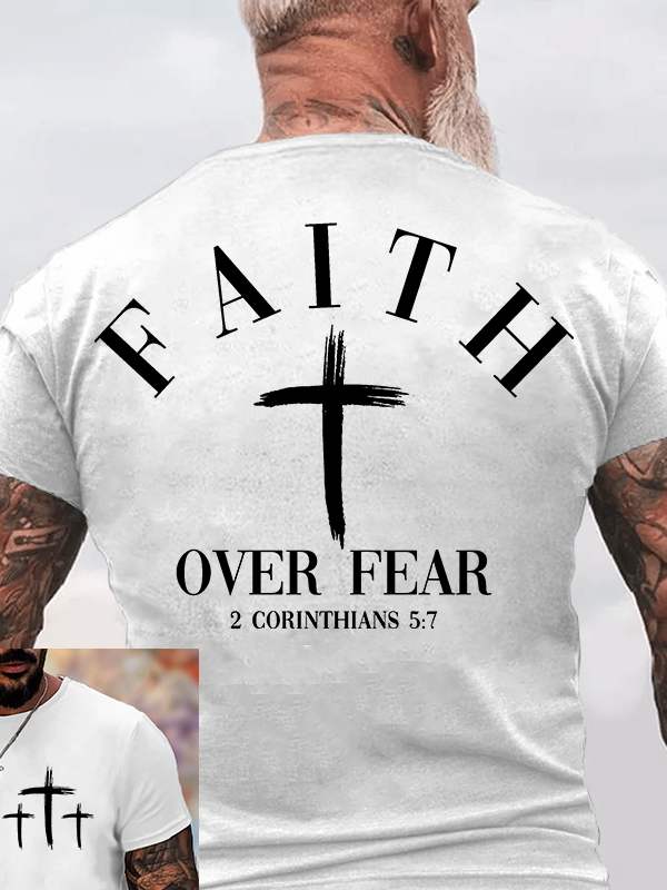 Faith Over Fear Jesus God Christian Cotton T-Shirt