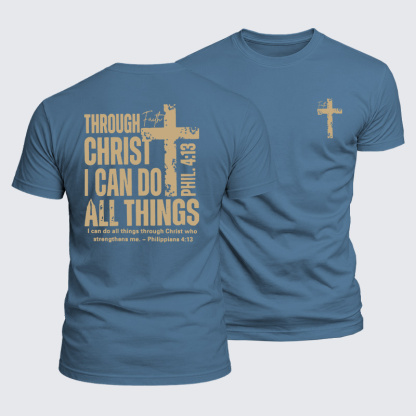 Through Christ I Can Do All Things Jesus God Christian  – Luxe Mercerized Interlock Cotton Tee