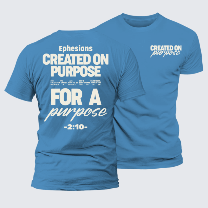 Created On Purpose Jesus God Christian Premium Mercerized Cotton Tee
