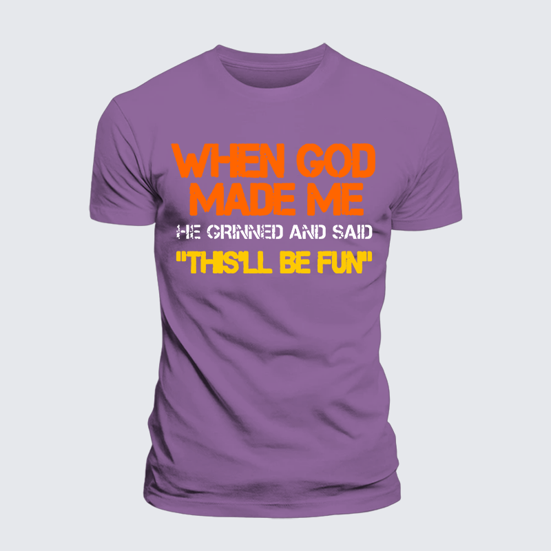 When God Made Me He Grinned And Said Jesus God Christian Premium Mercerized Cotton Tee