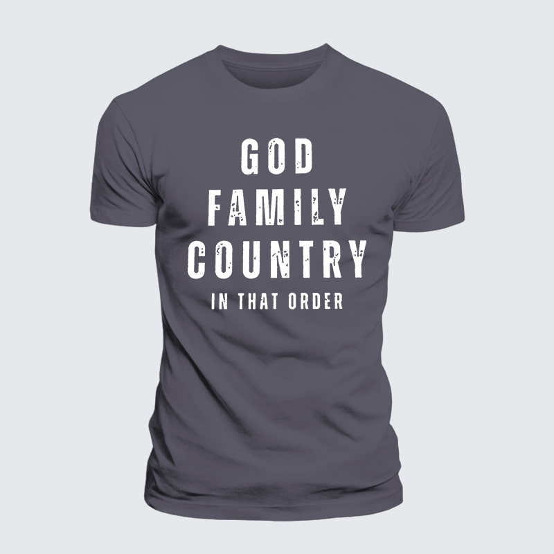 God Family Country In That Order Jesus God Christian Premium Mercerized Cotton Tee