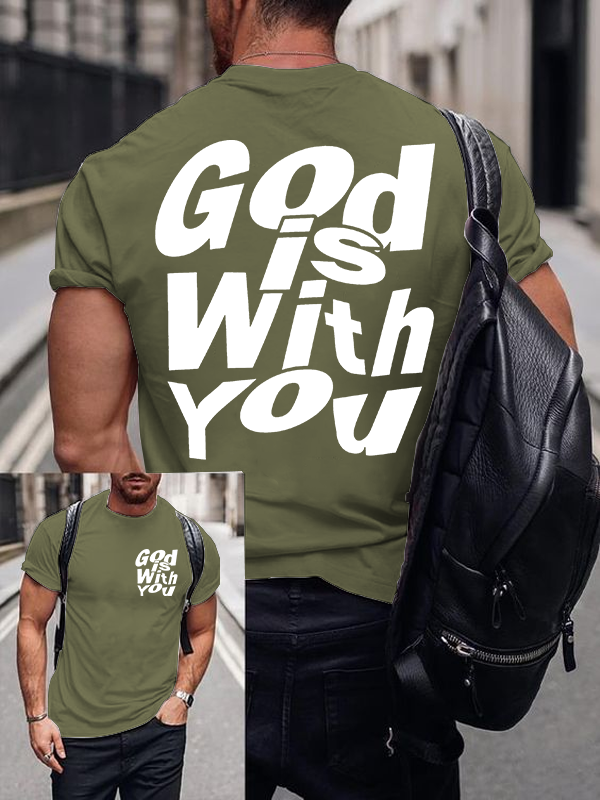 God Is With You Jesus God Christian Cotton T-Shirt