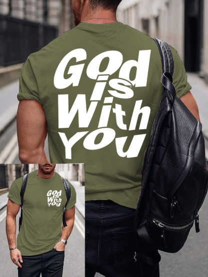 God Is With You Jesus God Christian Cotton T-Shirt