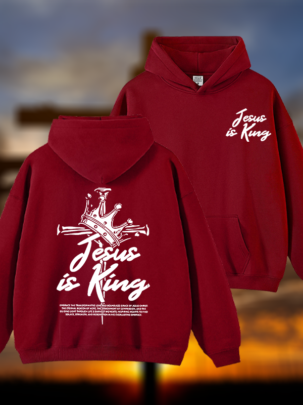 Jesus Is King Jesus God Christian Plush Fleece-Lined Hoodie