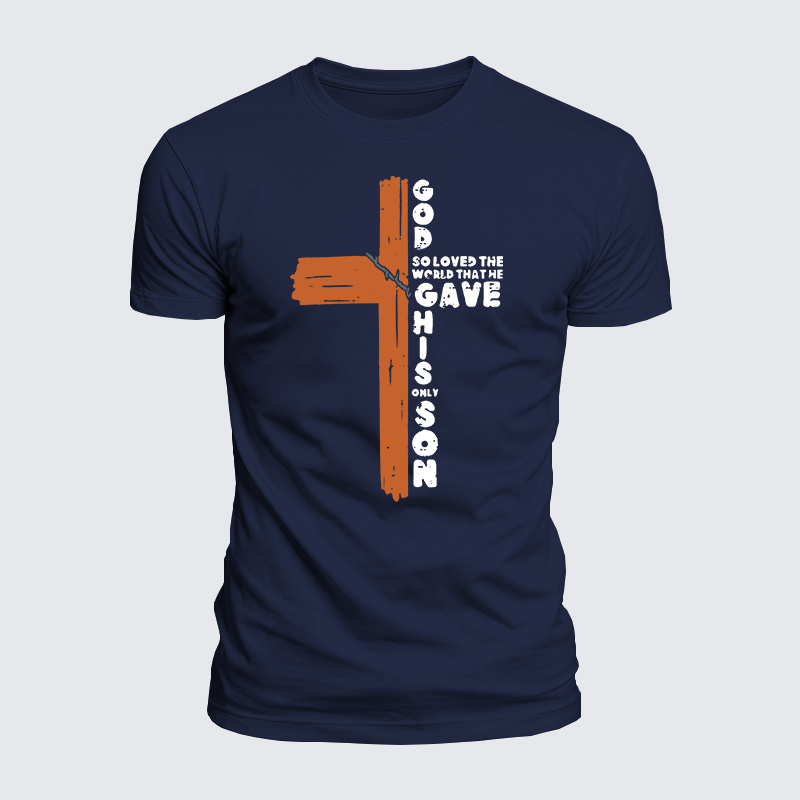Cross God So Loved The World Jesus God Christian  – Luxe Mercerized Interlock Cotton Tee