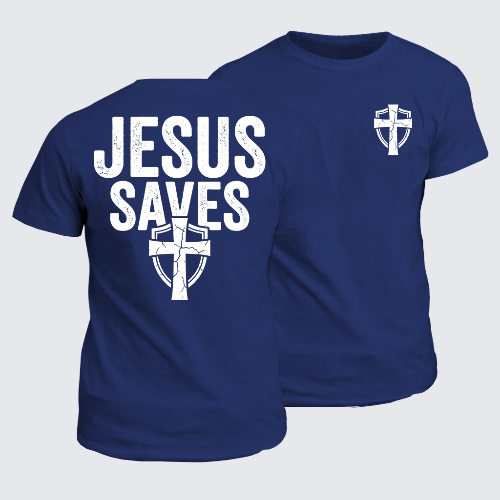 Jesus Saves Jesus God Christian Cotton T-Shirt