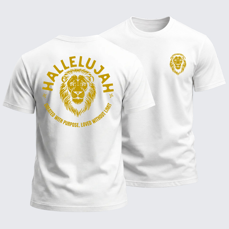 Heavyweight Cotton Tee - Hallelujah Lion of Purpose