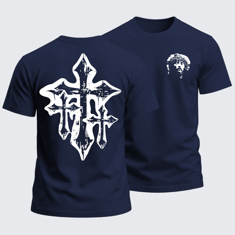 Heavyweight Cotton Tee - Christian Faith Jesus and Cross