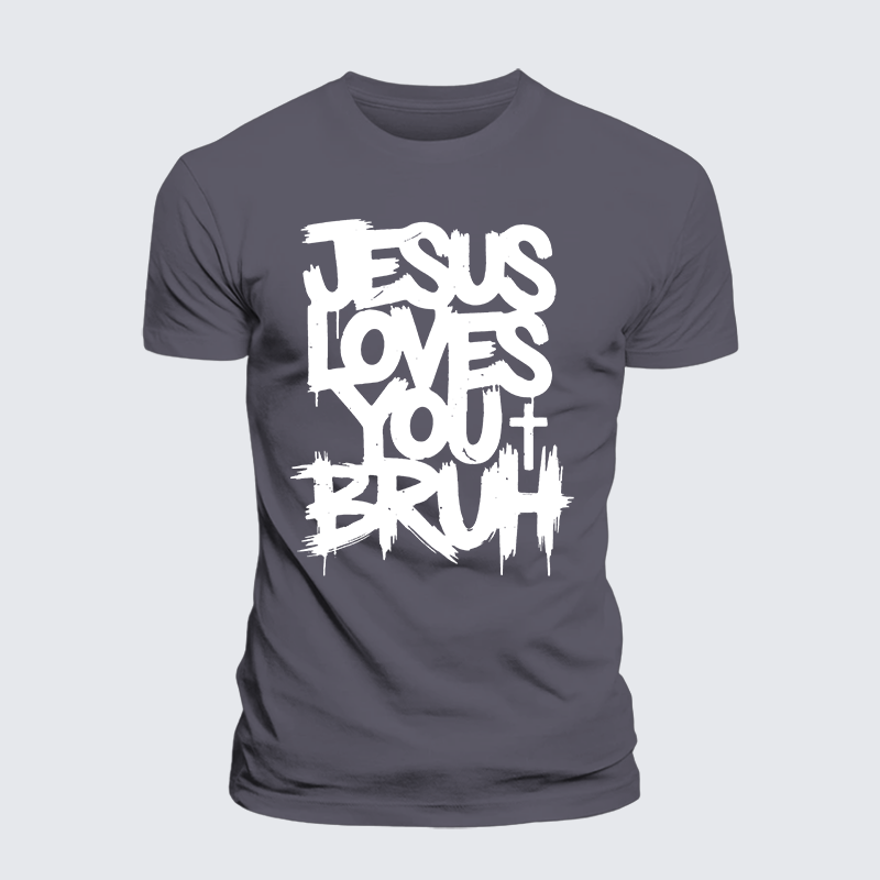 Jesus Loves You Bruh Jesus God Christian Premium Mercerized Cotton Tee
