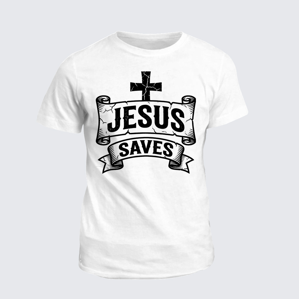 Jesus Saves Jesus God Christian Cotton T-Shirt