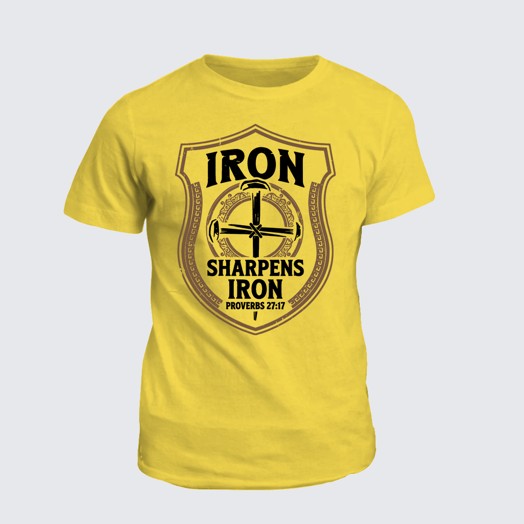 Iron Sharpens Iron - Proverbs 27:17 Jesus God Christian Cotton T-Shirt
