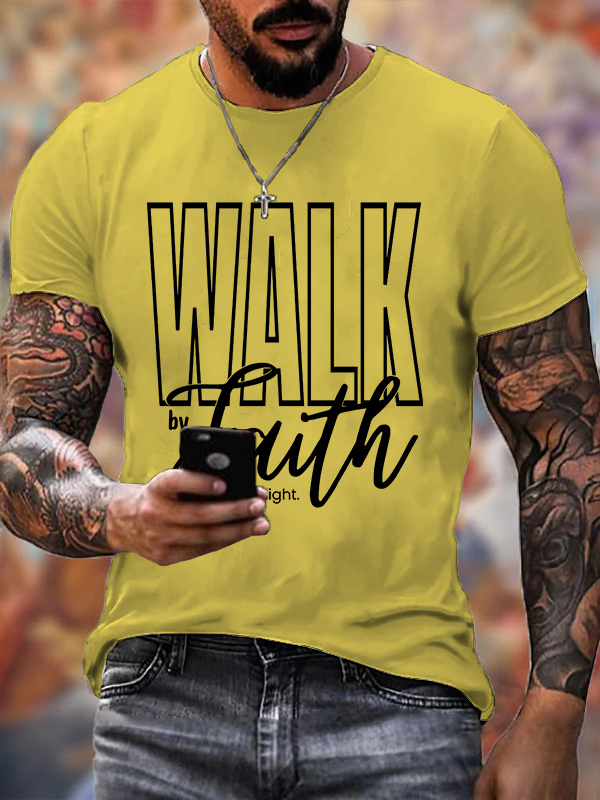Walk By Faith Jesus God Christian Cotton T-Shirt