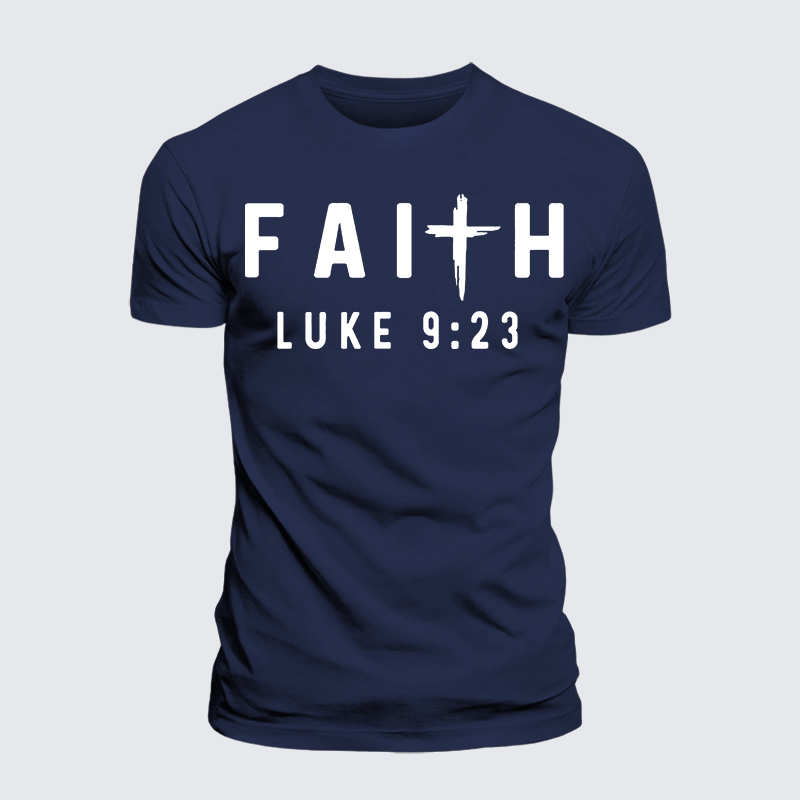 Luke 9:23 Jesus God Christian Premium Mercerized Cotton Tee