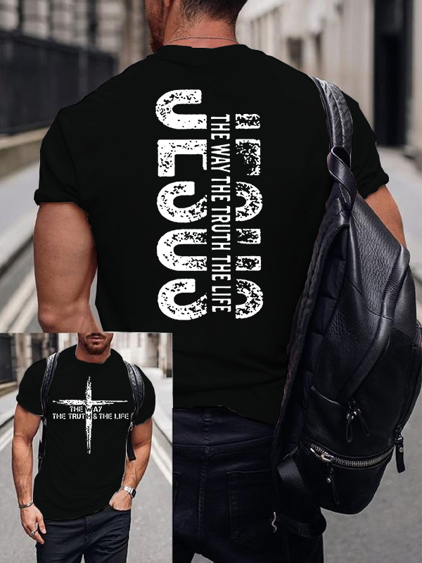 Faith Cross The Way The Truth The Life Jesus God Christian Cotton T-Shirt