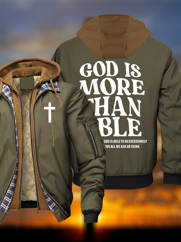 God Is More Than Able Warm Hooded Bomber Jacket