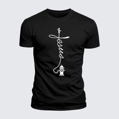 Firefighter Jesus God Christian  – Luxe Mercerized Interlock Cotton Tee