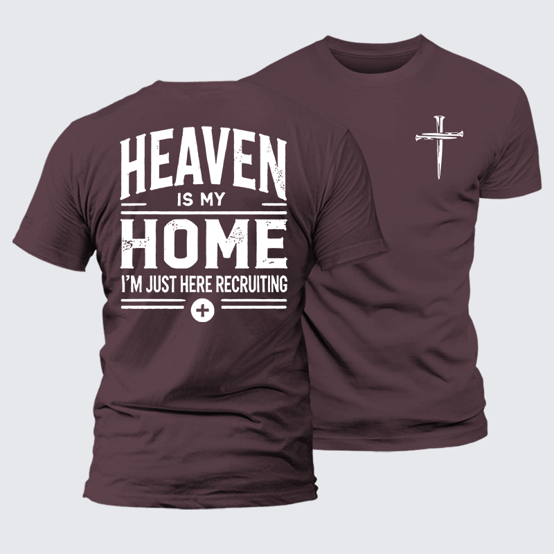 Heaven Is My Home Jesus God Christian Premium Mercerized Cotton Tee