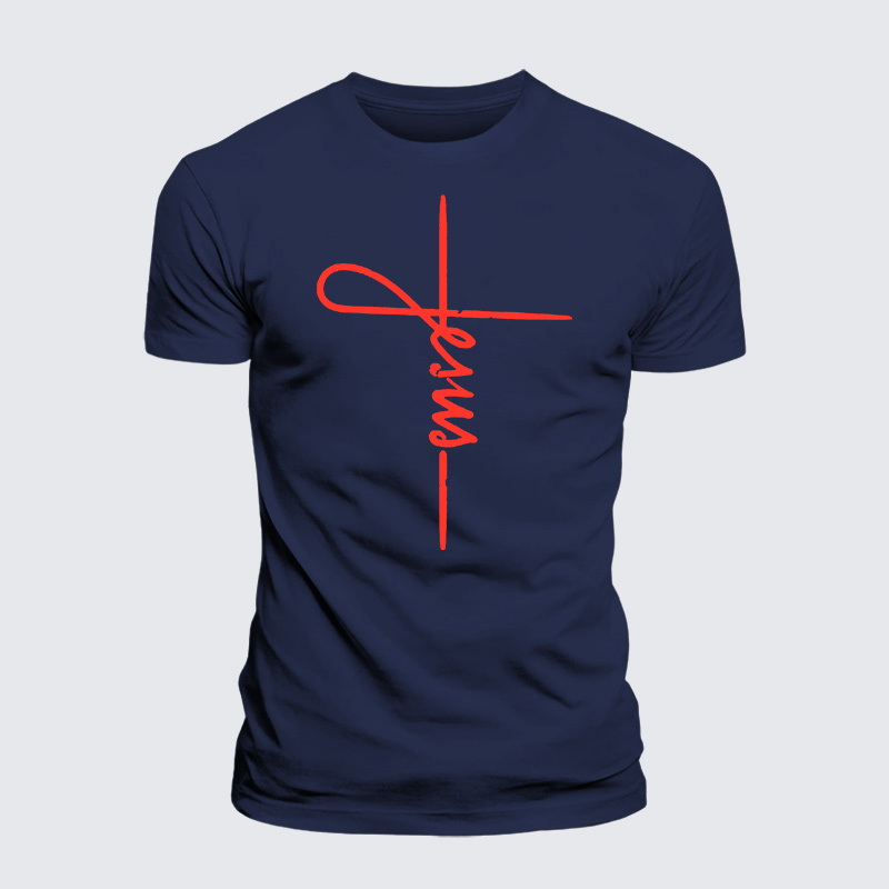 Jesus Cross Jesus God Christian Premium Mercerized Cotton Tee